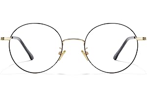 Cyxus Round Blue Light Glasses for Men Women Wire Frame UV Blocking Computer Glasses Clear Lens Metal Ultralight Eyewear