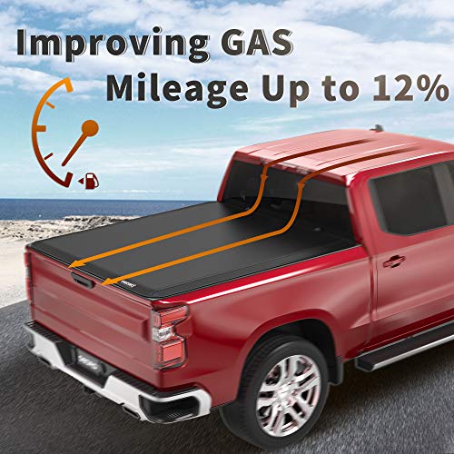 OEDRO Quad Fold Tonneau Cover Soft Four Fold Truck Bed Covers Compatible with 20092014 Ford F