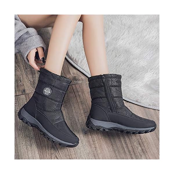 Womens Warm Snow Boots Waterproof Mid Calf Winter Boots AntiSlip