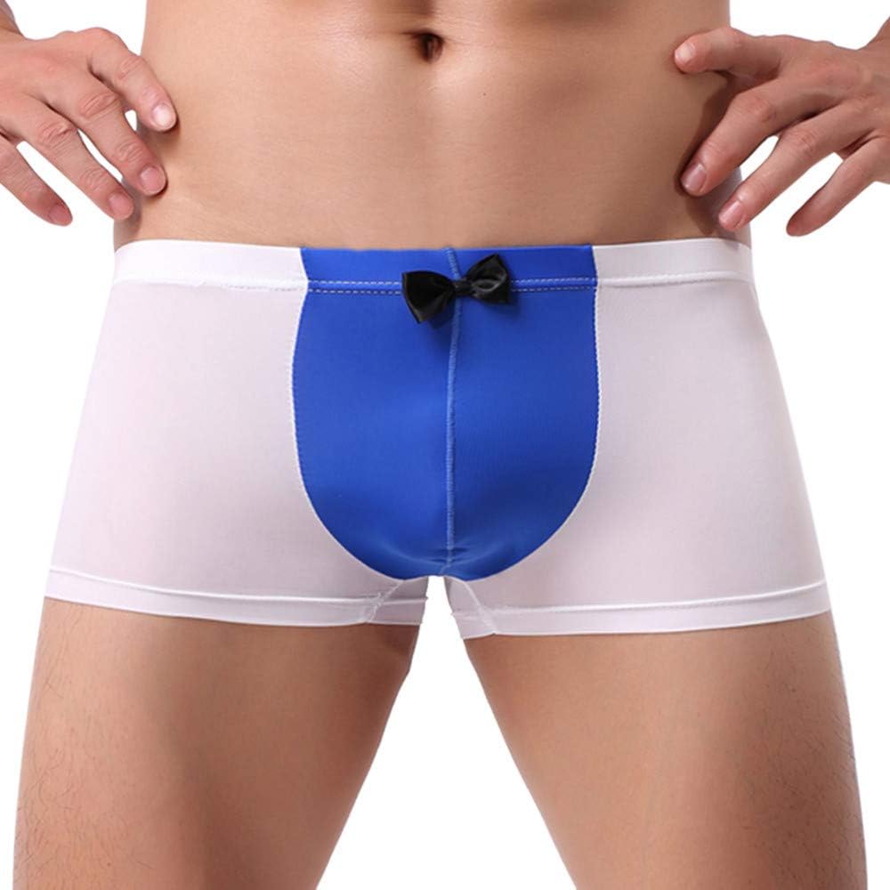 Men Patchwork Bow Underwear Knickers Boxer Briefs Shorts Bulge Pouch Underpants