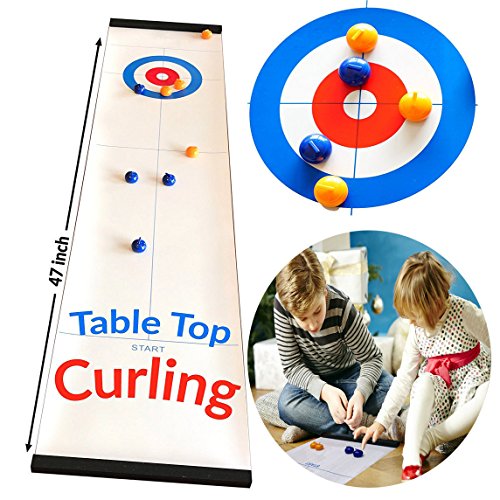 Happy Gift Tabletop Curling Game for Families. Adults vs The Kids in this Novel Fun Family Game,Puzzle Leisure,Best Toys for Kid Indoor or Outdoor (Curling)