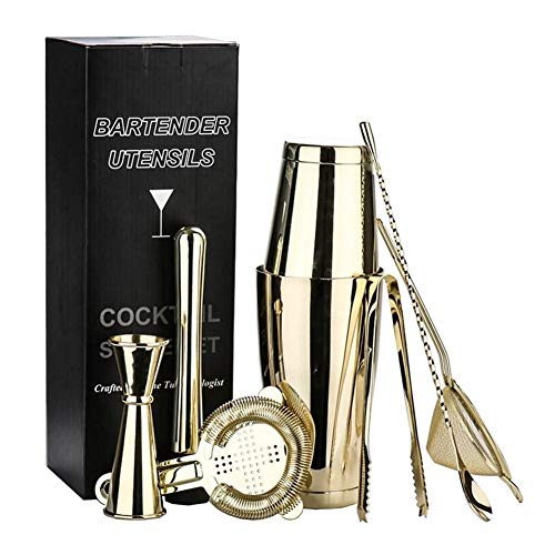 ARTFFEL Barkeeper-Set aus Edelstahl, robust, 7-teilig, Zubehör, Messbecher, Sieb, Geschenke, gesund (Farbe: Silber) – Bild 5