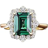 925 Silver Fashion Simple Retro Style Design Emerald Cut Craft Ring Zircon Ring Women's Jewelry Found Earrings (US Code 7)