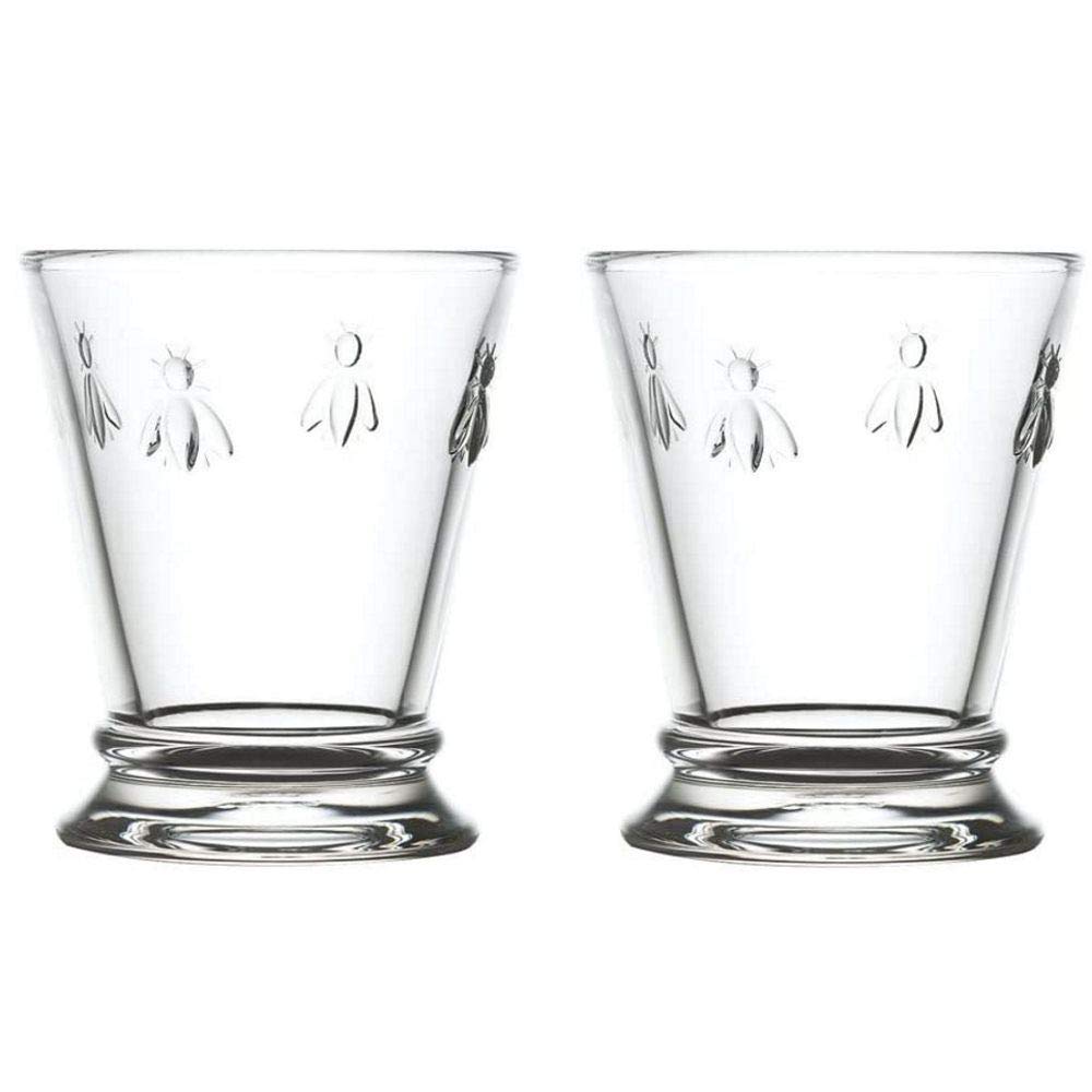 La Rochere Bee Glass Mini Goblet Tumblers Glasses Set of 2, 185ml / 6floz | Bee Design French Glassware