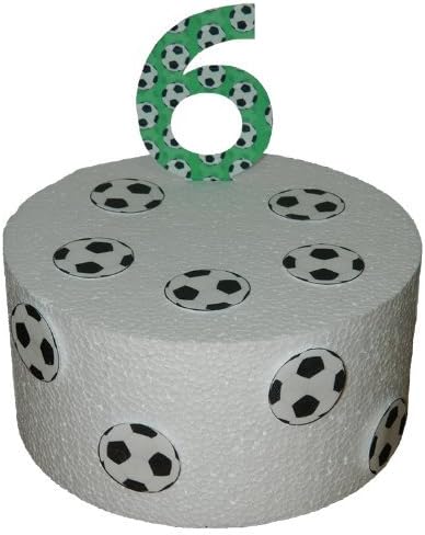 PRE-CUT FOOTBALL BIRTHDAY NUMBER 6 & FOOTBALL BALLS EDIBLE RICE / WAFER PAPER CAKE TOPPERS BIRTHDAY PARTY DECORATION