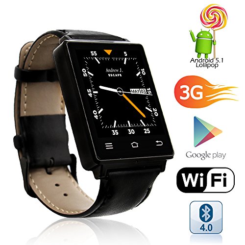 Indigi Swatch-D6-05 NEW 2017 Android 5.1 OS Watch & 3G Unlocked Phone + Wi-Fi + Bluetooth 4.0 + GPS + Google Play