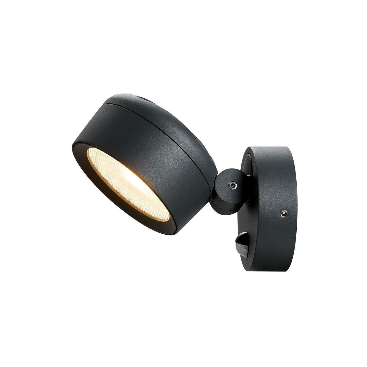 SLV Surface-Mounted Wall and Ceiling Light ESKINA SPOT Sensor/Illumination for Walls, Paths, entrances, Garden lamp, Ceiling spot /IP54 3000/4000K 14.5W 1000lm Anthracite dimmable 95 Degrees