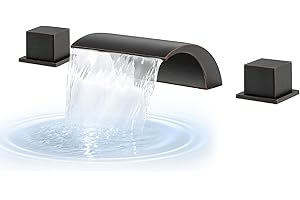 HANALLX Deck Mount Roman Tub Faucet Set, Waterfall High Flow Oil Rubbed Bronze Bathtub Faucets, 12-15.7in Widespread, Deck Mount Tub Faucet with Valve, Brass 3 Holes Bath Tub Faucet Set, with 2 Handle