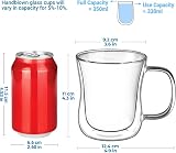 ecooe 2x350ml Double Wall Glass Cups Borosilicate Mugs with Handle Set view 3