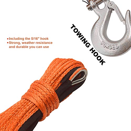 TYT 50ft Synthetic Winch Rope for 1/4" Nylon Winch Line Cable Rope 6mm