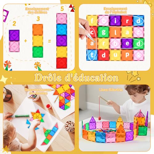 Magnetic Building Blocks, 100 Pieces Magnetic Building Blocks for Children 3 4 5 6 7 8 Years Old Magnetic Toys for Children Birthday Gifts