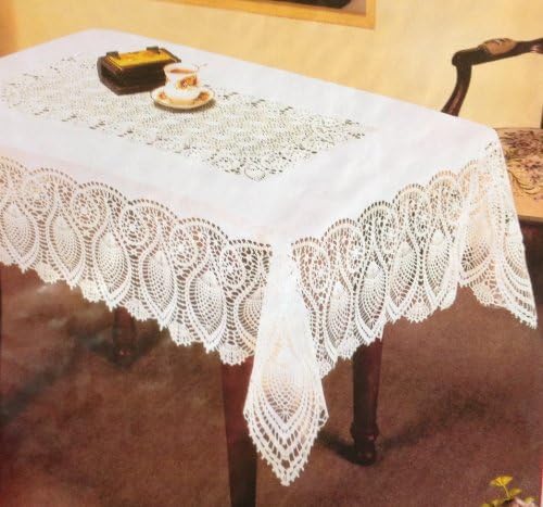 Luxury Crochet Vinyl Super Lace Tablecloth - 54" x 72" Oblong (white)
