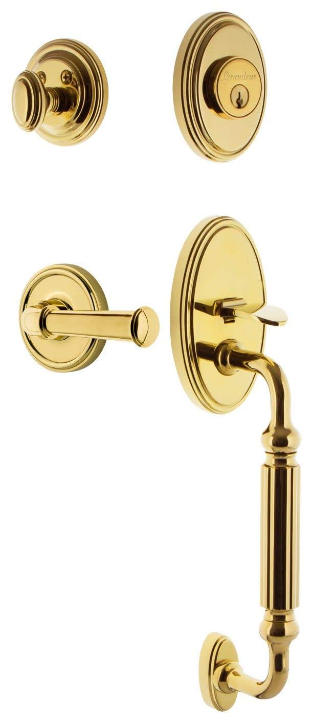 Grandeur 833017 Grandeur GEOGEO_ESET_238_FG Georgetown Solid Brass Rose Keyed Entry Single Cylinder 