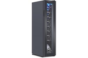 CuisinAid 1.84 Cu.Ft Wine Cooler Refrigerator, 18 Bottle Capacity Mini Wine Fridge With Adjustable Shelves, 40~64°F Digital Temperature Display, Wine Cellars With Led Light For Home, Office, Bar