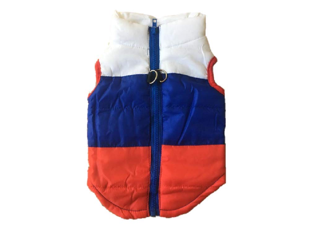Matissa Quilted Striped color block Puffer Vest Coat for Small Pets Dogs and Cats (Blue Red, XS)