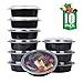 SAMROG Meal Prep Containers with Easy Open Lid, Round Bento Lunch Box - Leak proof, Freezer Safe, Dishwasher Safe, Microwave Safe, BPA Free (28 oz - 10 Pieces)