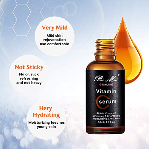 Vitamin C Serum For Face, Natural Moisturizing & Anti Acne Serum, Anti Aging Facial Serum, Reduce Appearance Of Wrinkles, Dark Circles, Fine Lines, Sun Damage