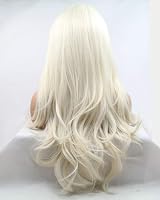 Onlygirl 60 White Blonde Body Wave Synthetic Lace Front Wig Natural Hairline view 4