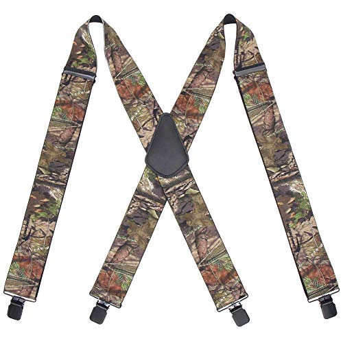 Hesenhan Suspenders for Men Heavy Duty Big and Tall Mens Camo Tactical Suspenders Elastic X Back Work Suspenders Men's Jeans Trousers Military Style Belt Suspenders with Strong Clips 2" Wide - Thumbnail 7