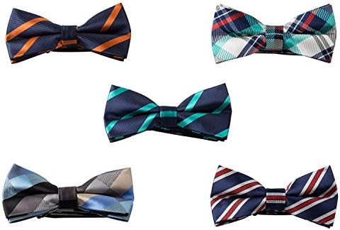 5 PACKS Elegant Adjustable Pre-tied bow ties by GradeCode for Men Boys in Different Colors (5 Grid)