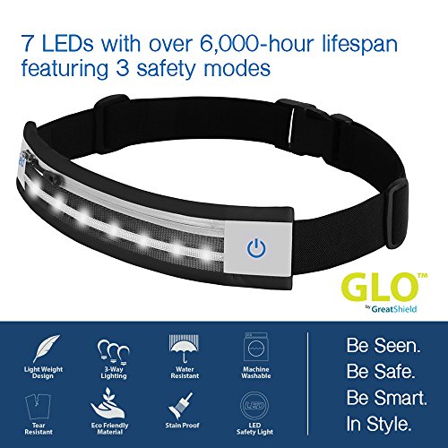 GreatShield LED Running Pouch Belt, GLO [Waterproof | 3 Way LED Lighting] Outdoor Sports Waist Safety Belt for Biking, Hiking, Jogging, Pocket for iPhone XR/XS/XS MAX/X/Galaxy Note 9 LG G6 & More - Thumbnail 3