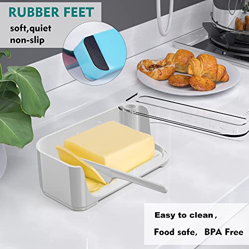 Butter Dish with Lid and Knife,Airtight Butter Container Covered Butter