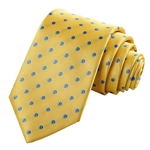 Mens Polka Dot Blue Golden Classic Tie Suits Necktie Wedding Holiday Gift