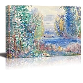 River Landscape 1890 by Pierre-Auguste Renoir - Canvas Print Wall Art Famous Painting Reproduction - 12" x 18"