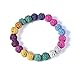 TecUnite 180 Pieces Volcanic Gemstone Beads Round Rock Lava Stone Beads with 1 Roll Crystal String for Bracelet Necklace Jewelry Making, 8 mm, 10 Colors