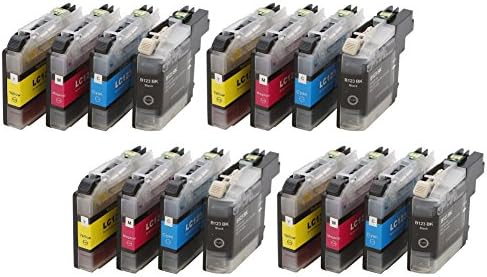16 XL Ink Cartridges to replace Brother LC123B C M Y/with chip and level indicator for Brother LC-123 Black, Cyan, Magenta, Yellow