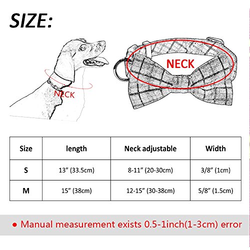 Stock Show 2Pcs/Pack Pet Dog Cat Fashion Bowtie Collar with Cute Detachable Bowknot Charm Pet Adjustable Classic Gentleman Plaid Collar for Small Medium Dog Puppy Cat Kitten Kitty, Black and Red