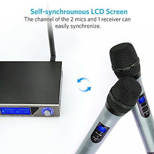 Wireless Microphone,ARCHEER UHF Bluetooth Dual Channel Handheld