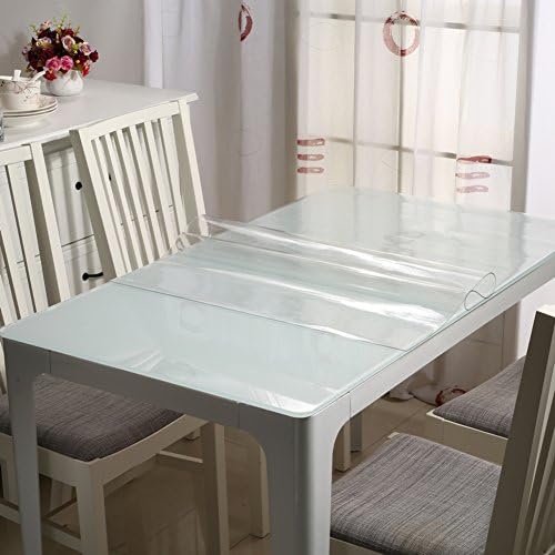 XKQWAN Tablecloth Pvc Glass Dining desk mats waterproof Oil-proof Rectangle coffee table pad Transparent crystal pad-A 50x200cm(20x79inch)