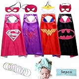 Sepco Superhero Costume Girl Cape and Mask with Glow Bracelet and Hair Band
