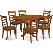 Amazon.com: East West Furniture POML7-SBR-C - Juego de mesa y ...