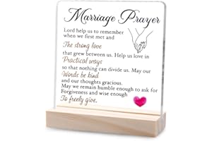Marriage Prayer Desk Decor for Friend Bridal Shower Gift Acrylic Inspirational Marriage Plaque Sign for Couples Anniversary W