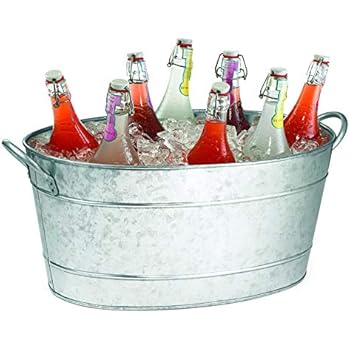 TableCraft HBT1914 Galvanized Oval Beverage Tub, 22.8 x 14.5 x 9.5-Inch
