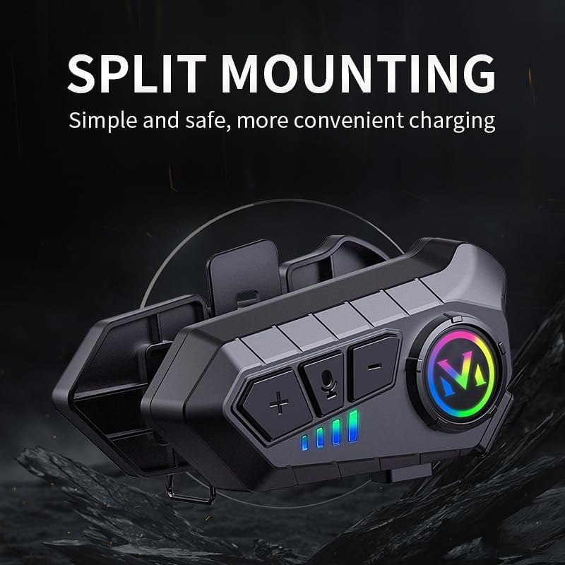 FEYA Motorcycle Helmet Speakers - Super Long Battery Life, Motorbike Headset Single Use Headset with Soft/Hard Mic,IPX6 Automatic Answer/Music Control/Intelligent Noise/Wake up Siri - Y-M10