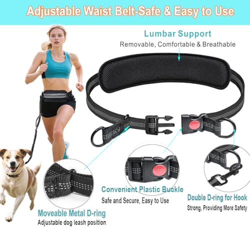 Fiade Hand Free Dog Lead Jogging Leash with Belt and Detachable Bag, Training for Medium and Large Dogs