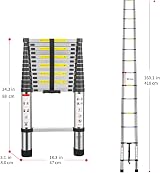 Multibao 13.5ft Telescopic Aluminium Ladder EN131 150kg 14 Rungs UK Stock view 2