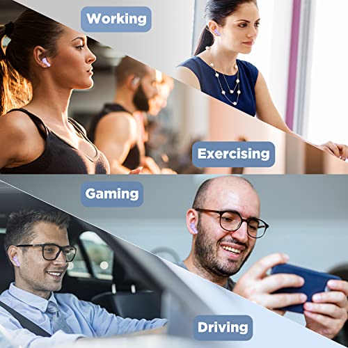 HTC 2023 True Wireless Earbuds 1 Bluetooth 5.1 Earphones, in-Ear Headphone ENC Noise Cancellation with Transparent Charging Case, 32-Hour Playtime/Built-in Mic/Touch Control -Crystal Purple