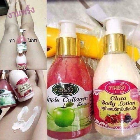 Double Set: Beauty Blink Wink Gluta Vitamin C 1 bottle + Apple Collagen 1 bottle Whitening Softening Nourishing Skin Care.[Get Free Tomato Facial Mask]