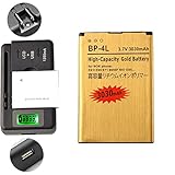 Gold Extended Nokia E71 E72 E90 N97 High Capacity Battery BP-4L + Universal Battery Charger With LED Indicator For Nokia E61i N810 / Nokia E52 E55 E6-00 E61i E63 / Nokia E71 E72 E90 N97 3030 mAh