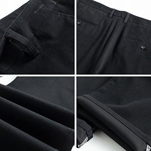 Men's Stretchy Straight Fit Casual Pants,100% Cotton Flat Front Formal Trousers Dress Pants - Thumbnail 4