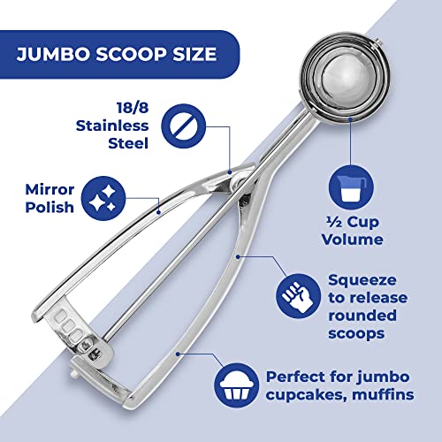 Jenaluca Jumbo Ice Cream Scoop, Cupcakes and Muffins 18/8 Stainless Steel (Jumbo Scoop with