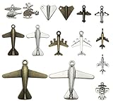 40 PCS Airplane Charms Collection - Antique Silver Bronze Colors Plane Passenger Aircraft Helicopters Aviation Aircraft Fighter Aircraft Pendants fro Jewelry Findings (Airplane HM49)