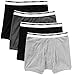 Gildan Men's Premium Cotton Boxer Briefs 4-Pack (Large, Black, Light Grey, Dark Grey)