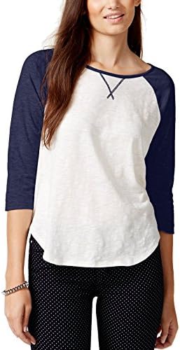 Hippie Rose Juniors' Womens Basic Baseball Tee Shirt (Large, Potpourri Blue)