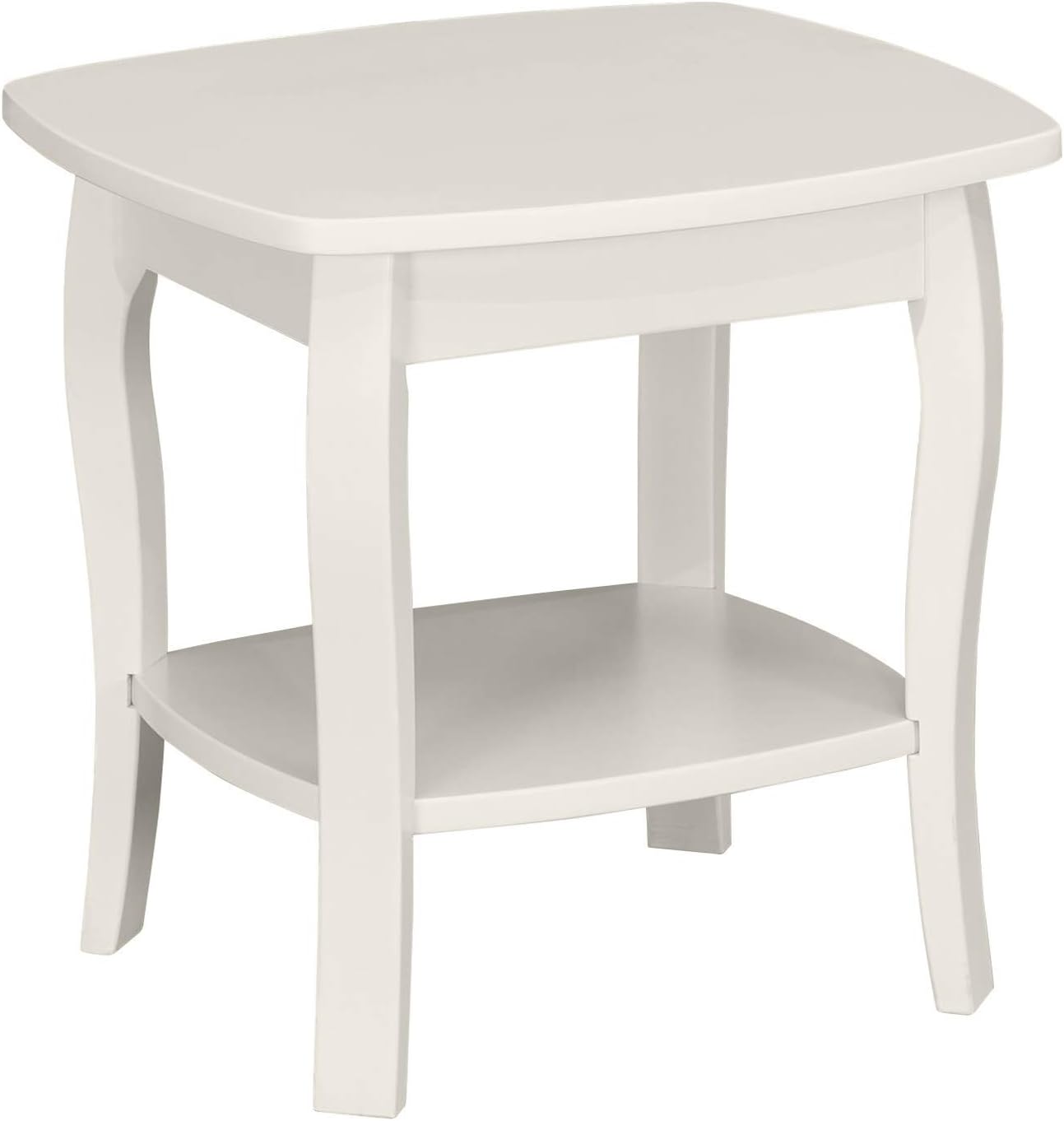Amazon Com Musehomeinc Wood Traditional Style End Table With 1 Storage Shelf Curved Wood Leg Side Table For Small Spaces For Living Room Entryway White Finish Kitchen Dining