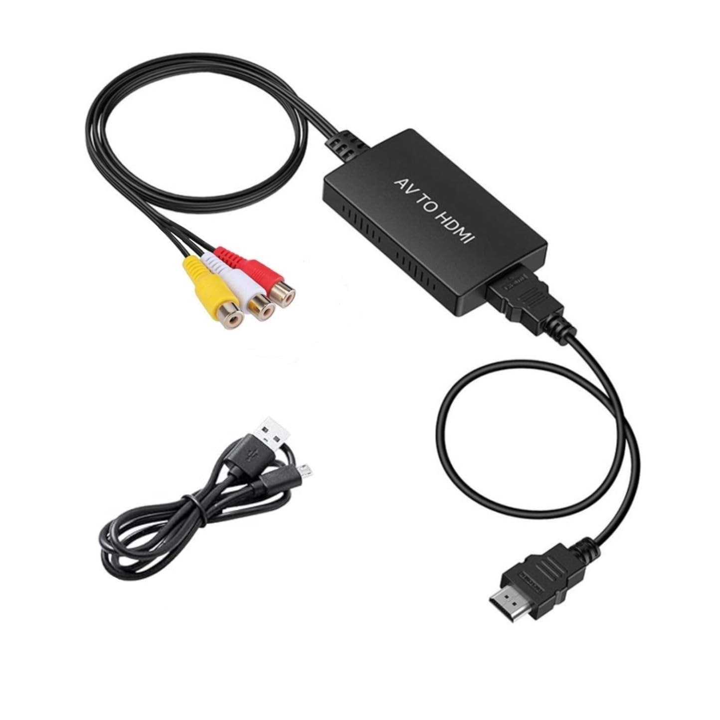 JZK RCA to HDMI Adapter Cable, AV to HDMI Converter, Supports 1080P for WII, STB, VHS, VCR, Blue-Ray DVD Players